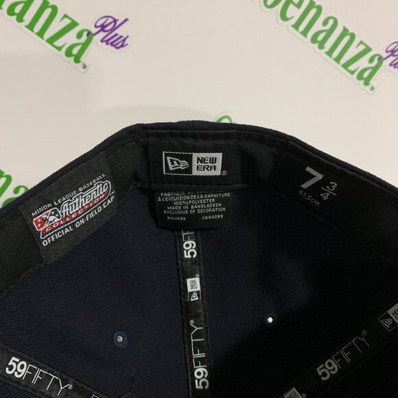 New Era 59Fifty Hat MiLB Rome Braves Baseball Fitted Cap Navy Blue Red 7 3/4 - Picture 7 of 7